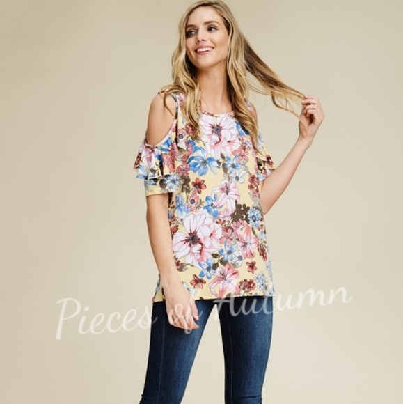 Floral cold shoulder top - Picture 5 of 7